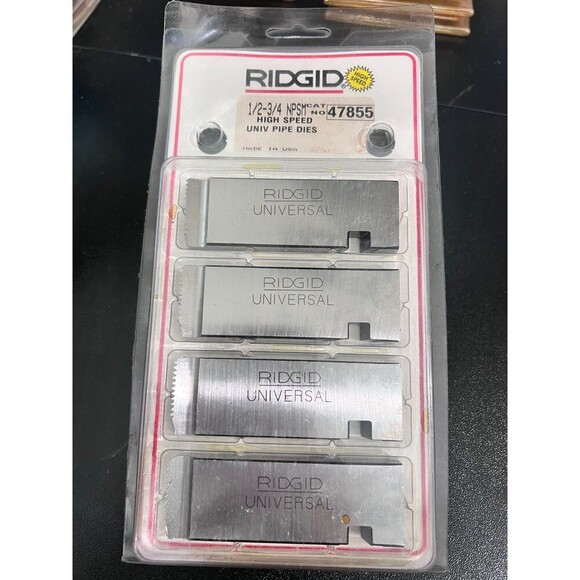 Ridgid 47855 1/2"-3/4" NPSM HS 14 TPI Universal Pipe Dies - Picture 1 of 6